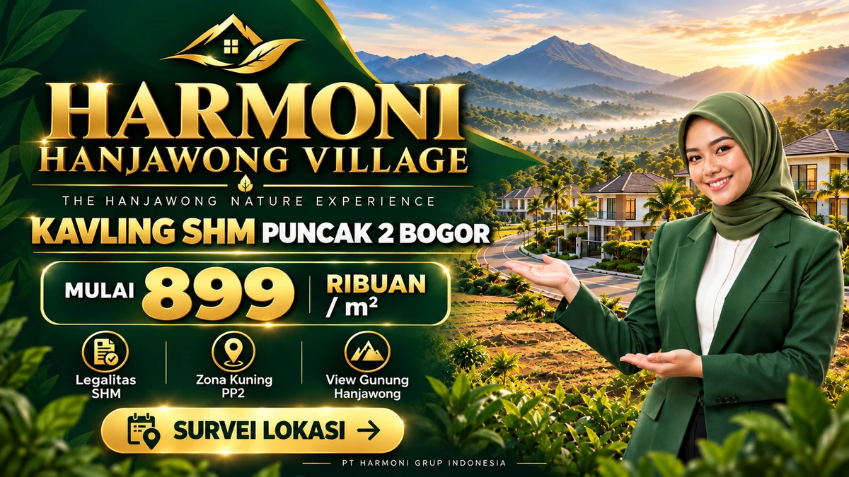 Harmoni Hanjawong Village kavling SHM Puncak 2 Bogor mulai Rp899 ribuan per meter persegi dengan view Gunung Hanjawong