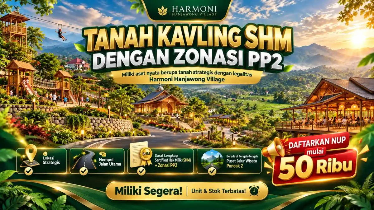 Tanah kavling SHM Zona Kuning PP2 Harmoni Hanjawong Village Sukamakmur Puncak 2 Bogor