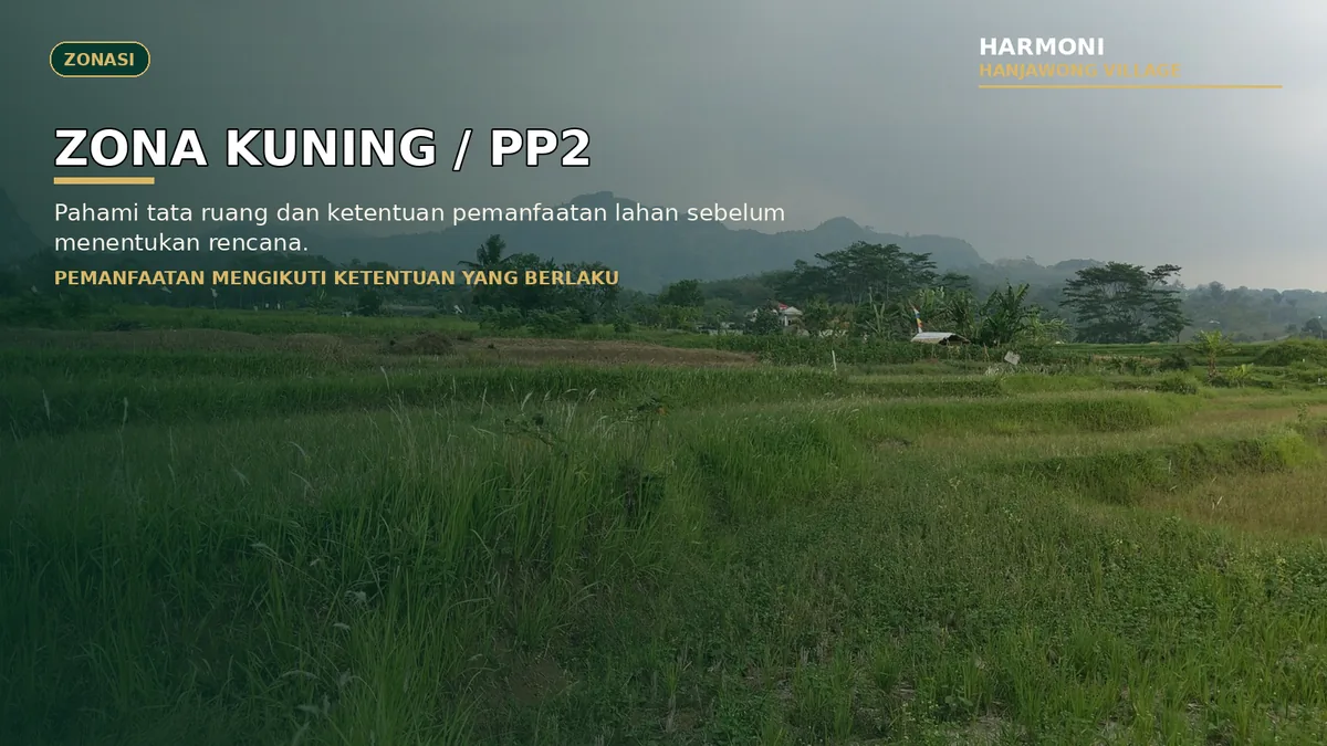 Visual edukasi Zona Kuning PP2 untuk kavling di Sukamakmur